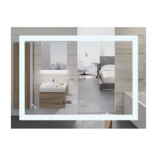 Дзеркало Mixxus WARM MR02-90x70 з LED Touch, Anti-fog, димером, рег. яскравості, годинником (MI6673)