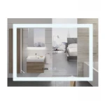 Дзеркало Mixxus WARM MR02-90x70-CASE з LED Touch, Anti-fog, димером, рег. яскравості, годинником (MI6674)