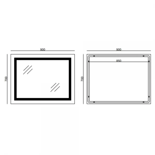 Зеркало Mixxus WARM MR12-90x70-Reverse с Led Touch, Anti-fog, димером, регулятором яркости (MI6675)