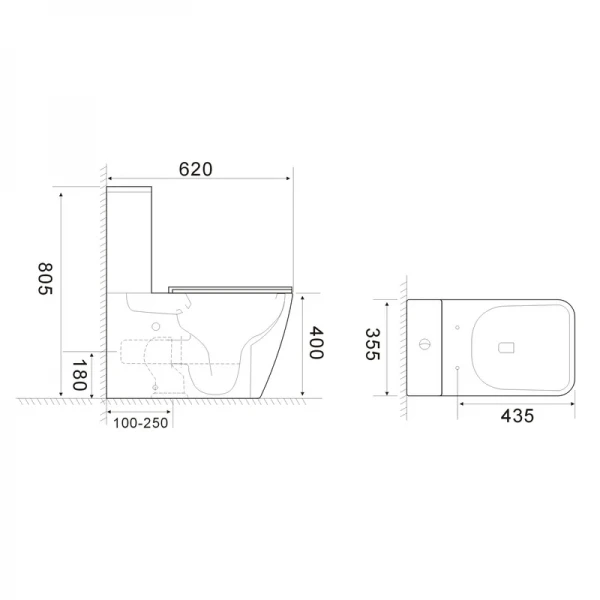 Унитаз-компакт Mixxus QUADRO-0404-T1 620х355х805mm, система смыва TORNADO 1.0 (MI6688)