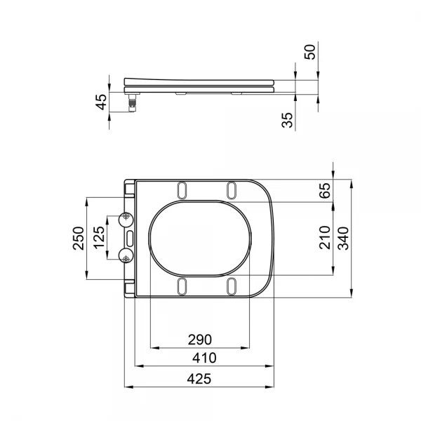 Сидение-крышка для унитаза Mixxus SEAT COVER QUADRO-2003 с микролифтом 430х338х35mm (MI6689)