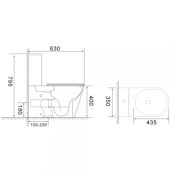 Унитаз-компакт Mixxus BEVEL-0407-T1 630х350х795mm, система смыва TORNADO 1.0 (MI6690)