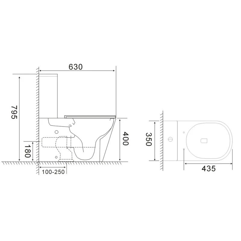 Унітаз-компакт Mixxus BEVEL-0407-T1 630х350х795mm, система змиву TORNADO 1.0 (MI6690)