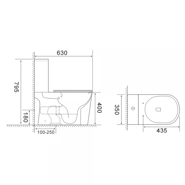 Унітаз-компакт Mixxus WAVE-0405-R 630х350х795mm, система змиву RIMLESS (MI6694)