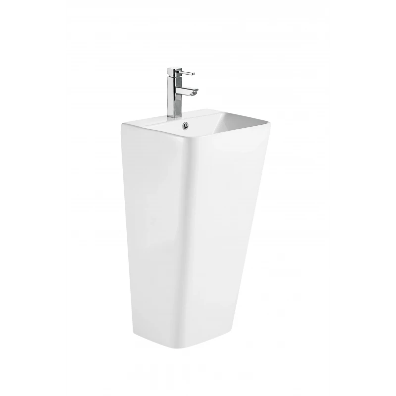 Раковина моноблок Mixxus STYLE-1101 з отвором під змішувач та переливом 440х380х830mm (MI6696)