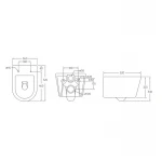 Унитаз подвесной Mixxus BEVEL-0302-R 520x360x365mm, система смыва RIMLESS (MI6709)