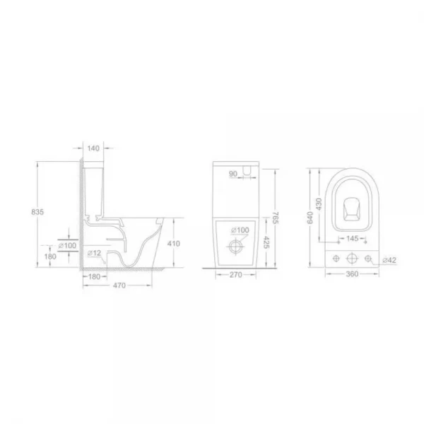 Унитаз-компакт Mixxus BEVEL-0403-T3 640x360x835mm, система смыва TORNADO 3.0 (MI6712)
