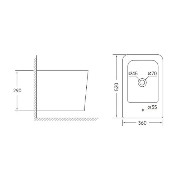 Биде подвесное Mixxus QUADRO-0502 520x360x290mm (MI6713)