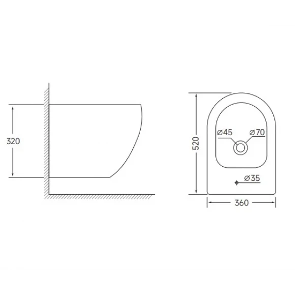 Биде подвесное Mixxus ELLIPSE-0502 520x360x320mm (MI6714)