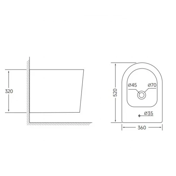 Биде подвесное Mixxus BEVEL-0502 520x360x320mm (MI6715)