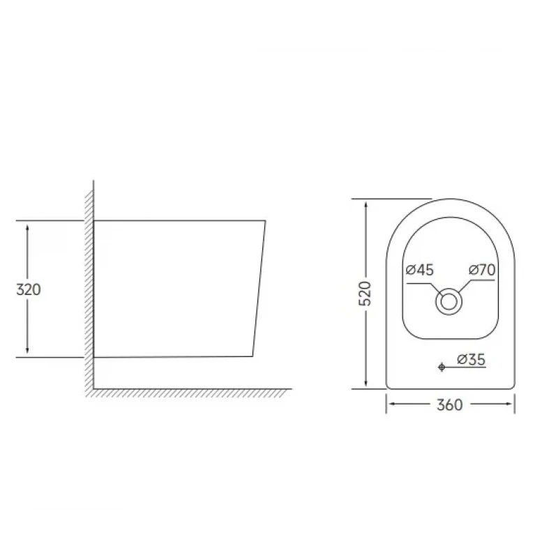 Биде подвесное Mixxus BEVEL-0502 520x360x320mm (MI6715)