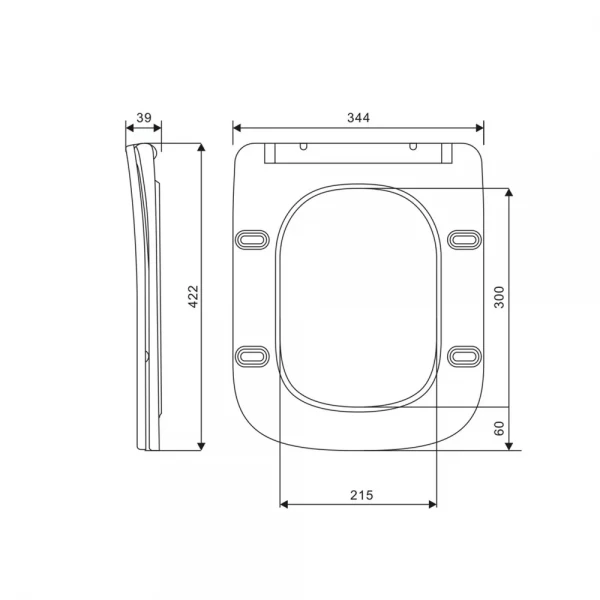 Сидіння-кришка для унітазу Mixxus SEAT COVER QUADRO-2001 з мікроліфтом 450x360x60mm (MI6717)