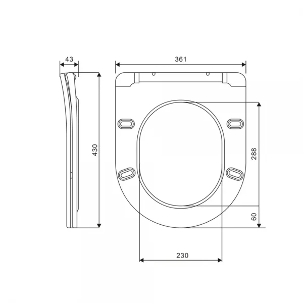 Сидение-крышка для унитаза Mixxus SEAT COVER BEVEL-2001 с микролифтом 455x380x60mm (MI6718)