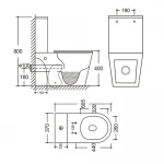 Унітаз-компакт Mixxus BEVEL-0405-R 605х370х800mm, система змиву RIMLESS (MI6728)