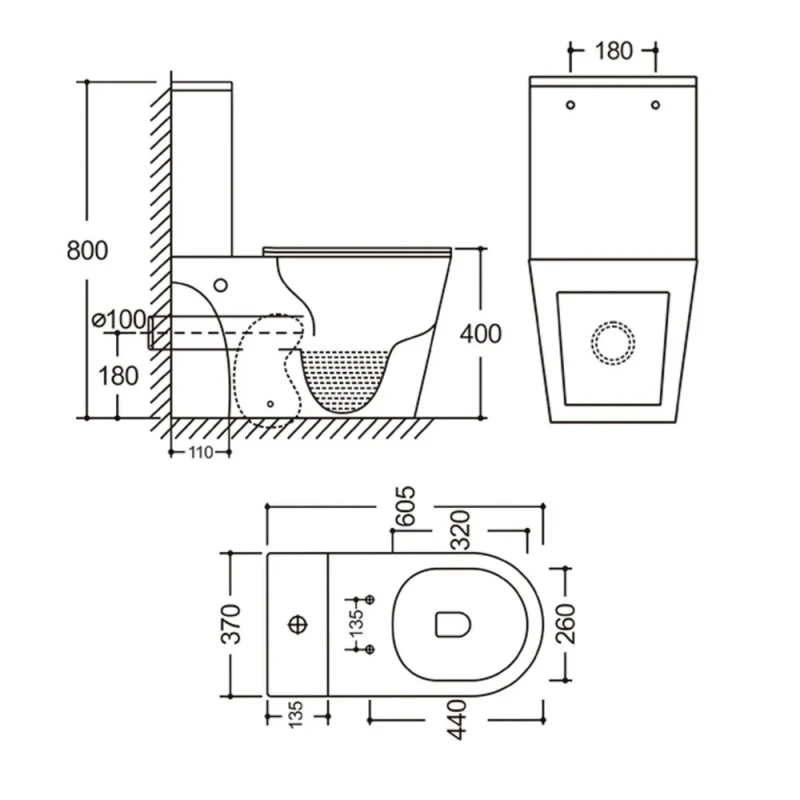 Унітаз-компакт Mixxus BEVEL-0405-R 605х370х800mm, система змиву RIMLESS (MI6728)