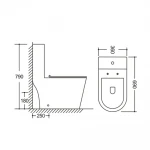 Унітаз моноблок підлоговий Mixxus BEVEL-0406-T1 690х360х790mm, система змиву TORNADO 1.0 (MI6729)