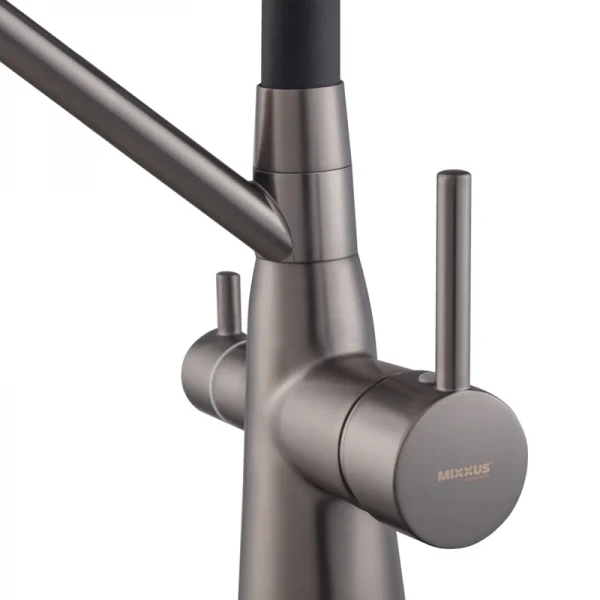 Смеситель для кухни 2в1 Mixxus Premium SENNA 021 латунный графит с гибким изливом (MI6827)