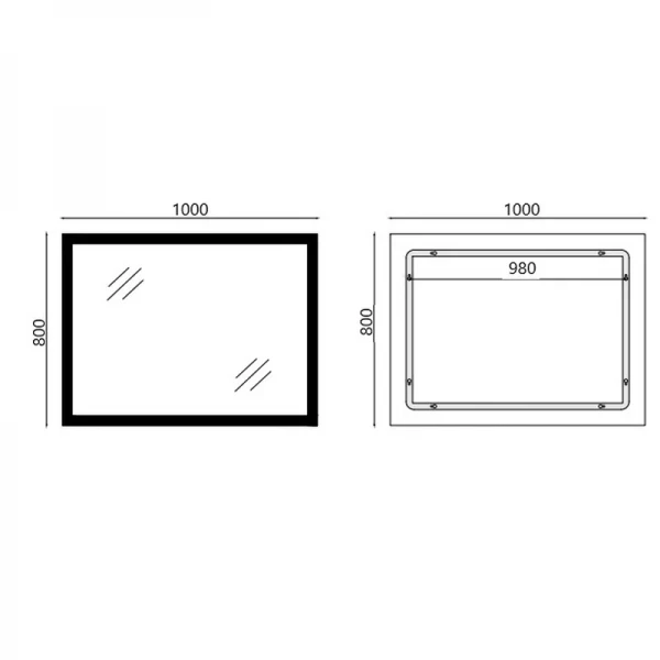 Зеркало Mixxus FLAT MR04-100x80 с Led Touch, Anti-fog, димером, регулятором яркости, часами (MI6927)