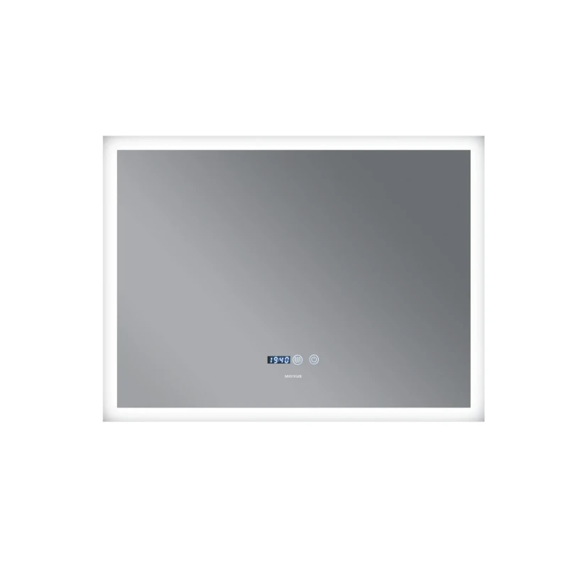 Дзеркало Mixxus FLAT MR04-100x80 з LED Touch, Anti-fog, димером, регулюванням яскравості, годинником (MI6927)