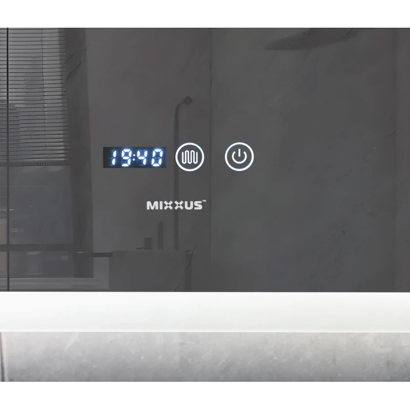 Дзеркало Mixxus FLAT MR04-100x80 з LED Touch, Anti-fog, димером, регулюванням яскравості, годинником (MI6927)