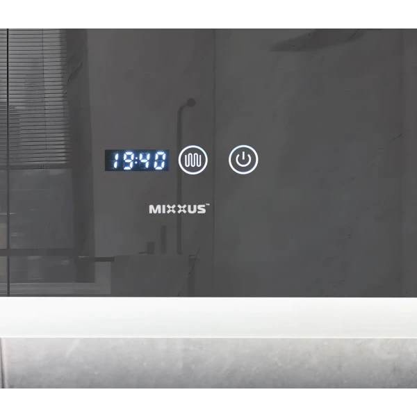Зеркало Mixxus FLAT MR04-80x60 с Led Touch, Anti-fog, димером, регулятором яркости, часами (MI6928)
