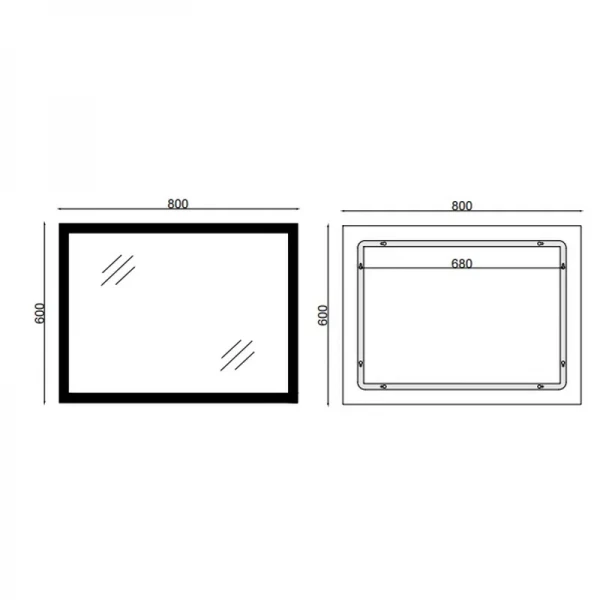 Дзеркало Mixxus FLAT MR04-80x60 з LED Touch, Anti-fog, димером, регулюванням яскравості, годинником (MI6928)