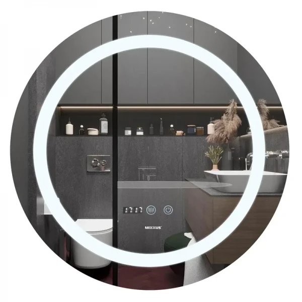 Дзеркало Mixxus PLAIN MC02-80 з LED Touch, Anti-fog, димером, регулюванням яскравості, годинником (MI6931)