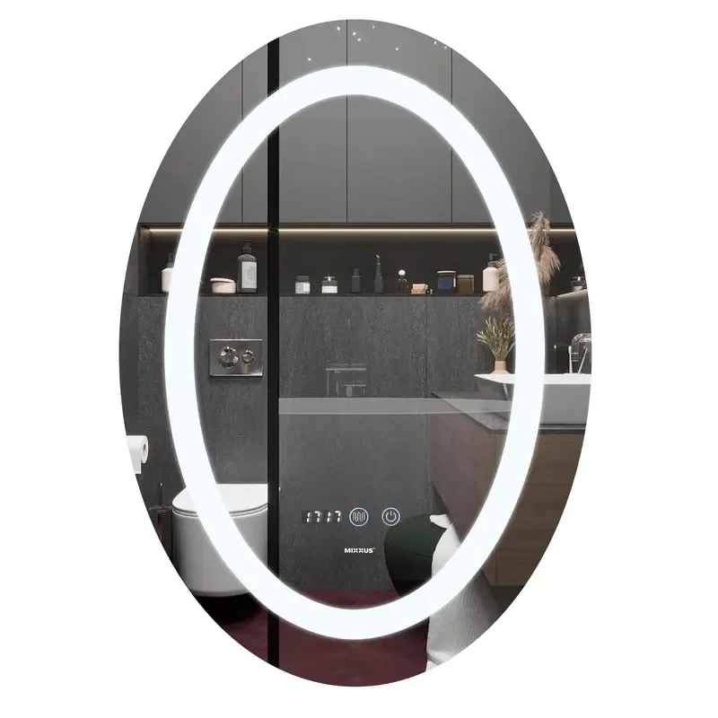Дзеркало Mixxus PLAIN MV02-60x80 з LED Touch, Anti-fog, димером, регулюванням яскравості, годинником (MI6933)