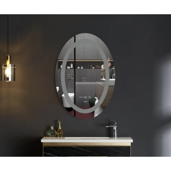 Дзеркало Mixxus PLAIN MV02-60x80 з LED Touch, Anti-fog, димером, регулюванням яскравості, годинником (MI6933)