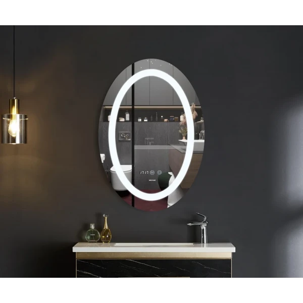 Дзеркало Mixxus PLAIN MV02-60x80 з LED Touch, Anti-fog, димером, регулюванням яскравості, годинником (MI6933)