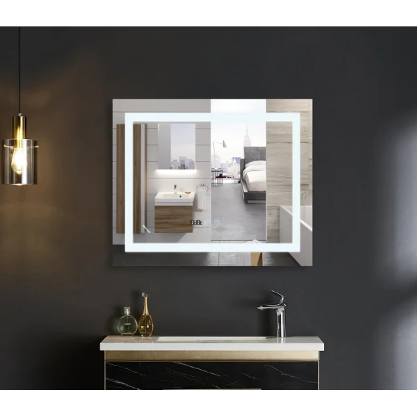 Зеркало Mixxus WARM MR02-80x80 с Led Touch, Anti-fog, димером, регулятором яркости, часами (MI6934)