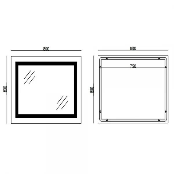 Дзеркало Mixxus WARM MR02-80x80 з LED Touch, Anti-fog, димером, регулюванням яскравості, годинником (MI6934)