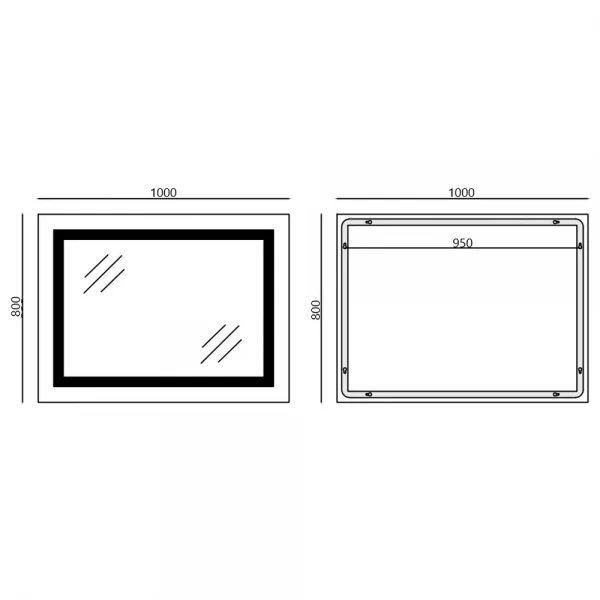 Зеркало Mixxus WARM MR02-100x80 с Led Touch, Anti-fog, димером, регулятором яркости, часами (MI6935)