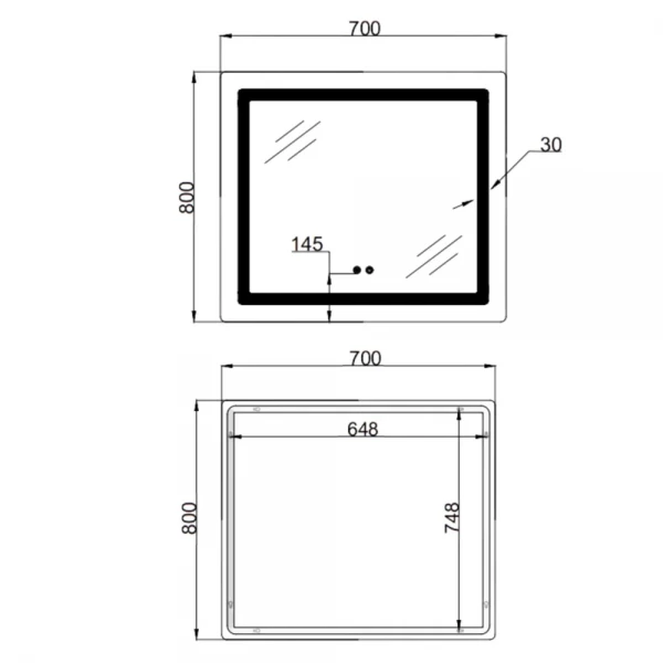 Зеркало Mixxus WARM MR12-80x70-Reverse с Led Touch, Anti-fog, димером, регулятором яркости (MI6936)
