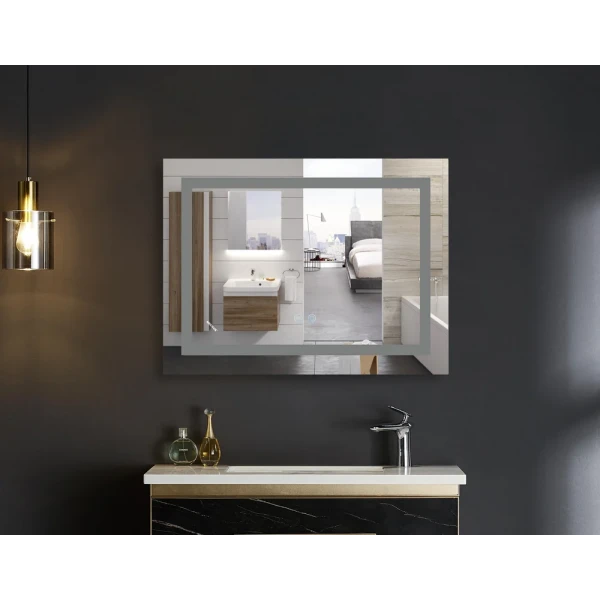 Дзеркало Mixxus WARM MR12-80x70-REVERSE з LED Touch, Anti-fog, димером, регулюванням яскравості (MI6936)