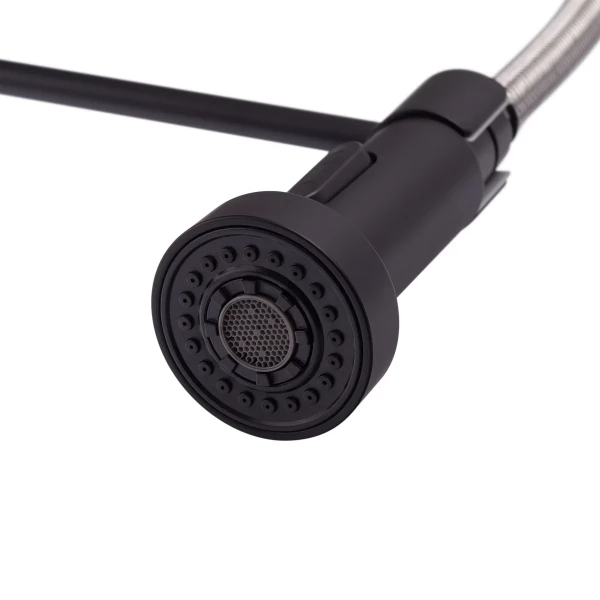 Змішувач кухонний чорний матовий Mixxus Premium SPRING 017 з гнучким виливом пружина (MI6951)