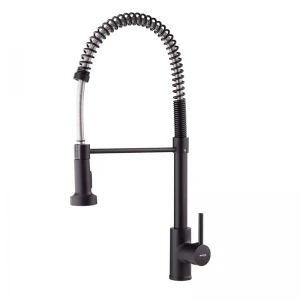 Смеситель кухонный черный матовый Mixxus Premium SPRING 017 с гибким изливом-пружиной (MI6951)