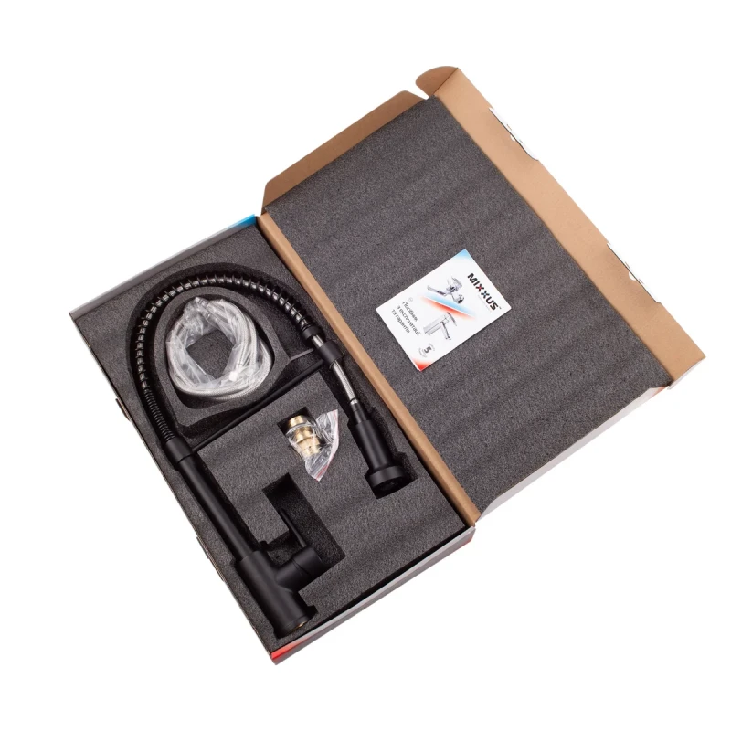 Змішувач для кухні з виливом пружина Mixxus Premium SPRING 017 BLACK (MI6951)