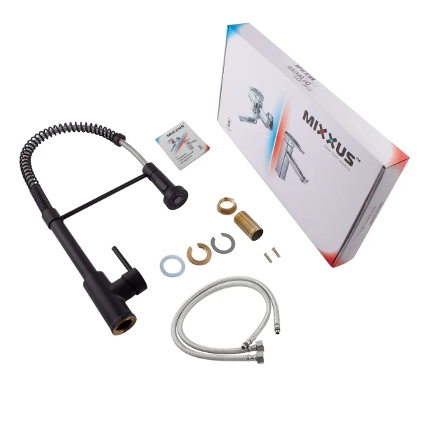 Смеситель для кухни с изливом пружина Mixxus Premium SPRING 017 BLACK (MI6951)