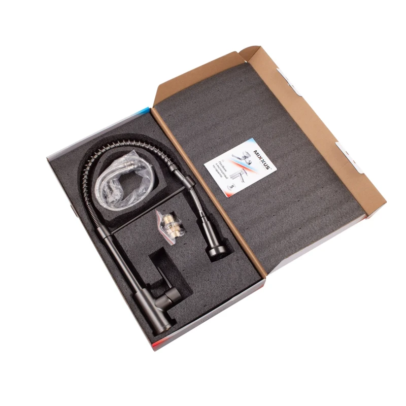 Смеситель для кухни с изливом пружина Mixxus Premium SPRING 017 GRAPHITE (MI6952)