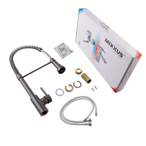 Змішувач для кухні з виливом пружина Mixxus Premium SPRING 017 GRAPHITE (MI6952)