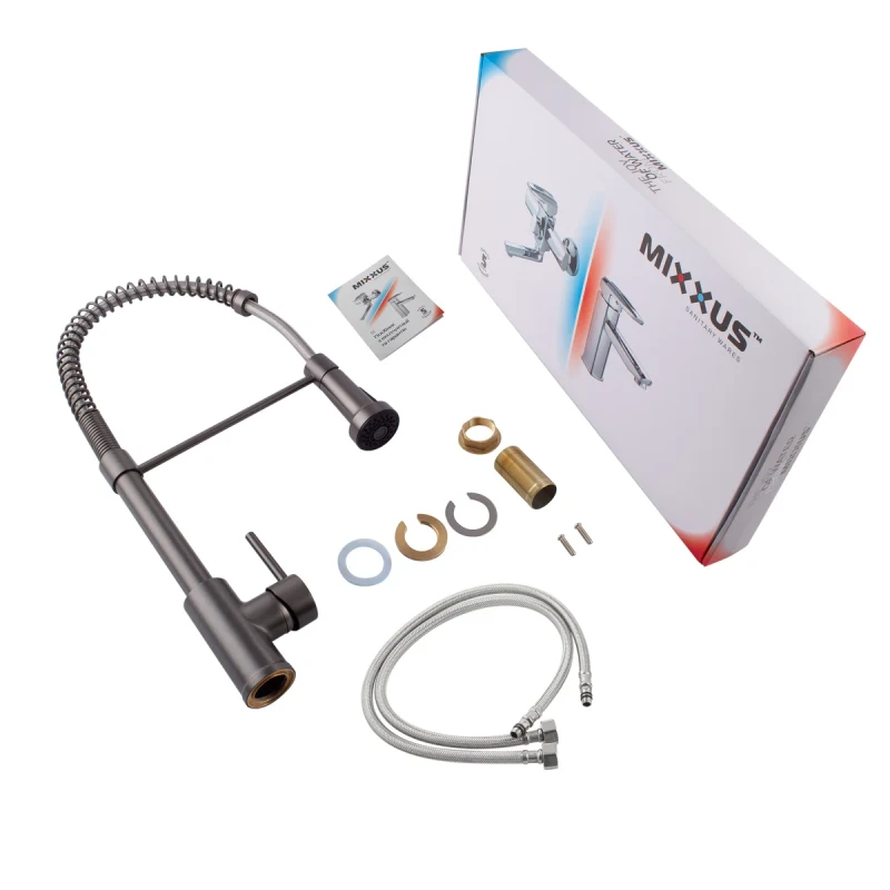 Смеситель для кухни с изливом пружина Mixxus Premium SPRING 017 GRAPHITE (MI6952)