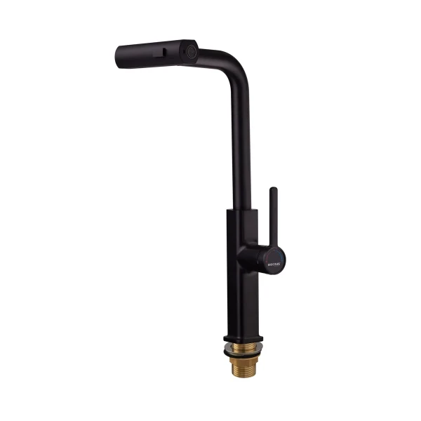 Смеситель для кухни Mixxus Premium HAMMER 014 латунный черный матовый с выдвижным изливом (MI6954)