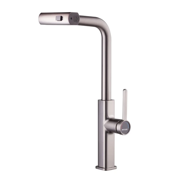 Смеситель для кухни Mixxus Premium HAMMER 014 латунный графит с выдвижным изливом MI6955 (MI6955)