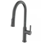 Смеситель для кухни Mixxus Premium PULL 014 латунный, графит, с выдвижным изливом (MI6959)