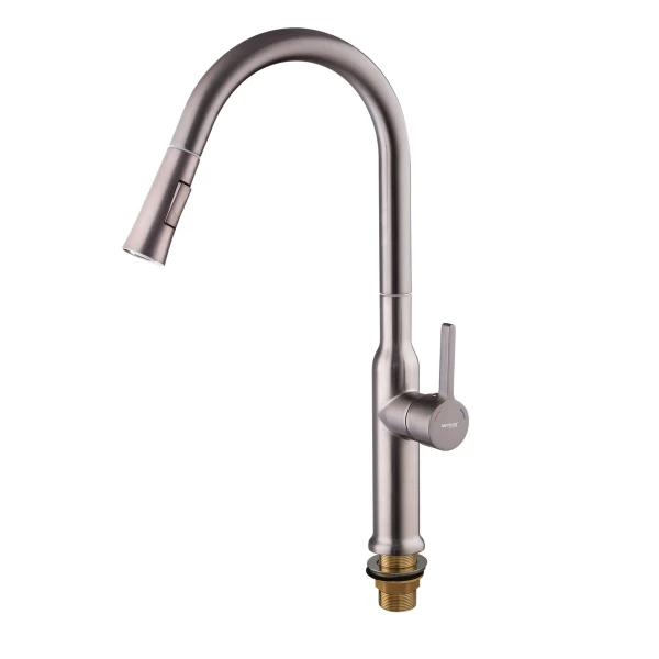 Смеситель для кухни Mixxus Premium PULL 014 латунный, графит, с выдвижным изливом (MI6959)