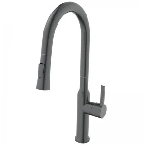 Смеситель для кухни Mixxus Premium PULL 014 латунный, графит, с выдвижным изливом (MI6959)
