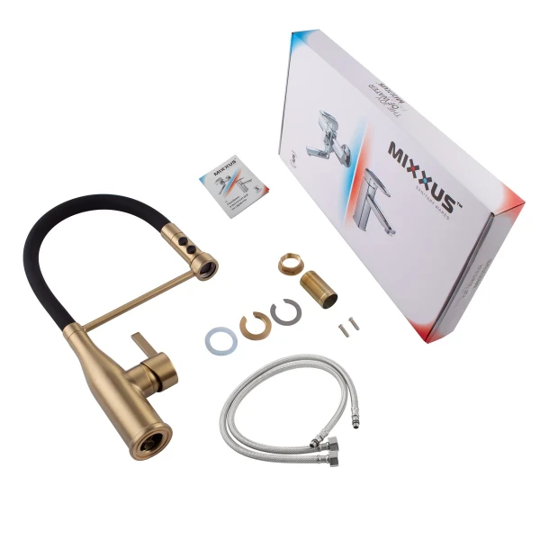 Змішувач для кухні Mixxus Premium Summer 017 BRUSHED GOLD REFL.BLACK (MI6964)
