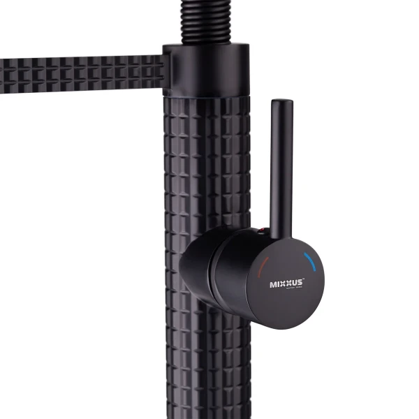 Смеситель для кухни Mixxus Premium Spark 017 латунный черный матовый с гибким изливом (MI6969)