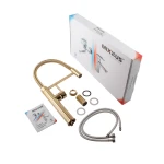 Высокий смеситель для кухни Mixxus Premium Spark 017 GOLD латунный с гибким изливом (MI6972)
